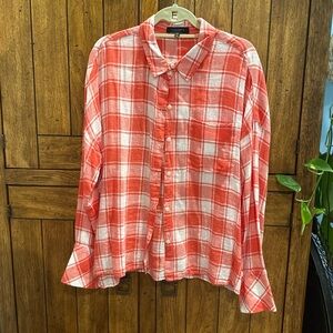 Sanctuary Red and White Plaid Shirt